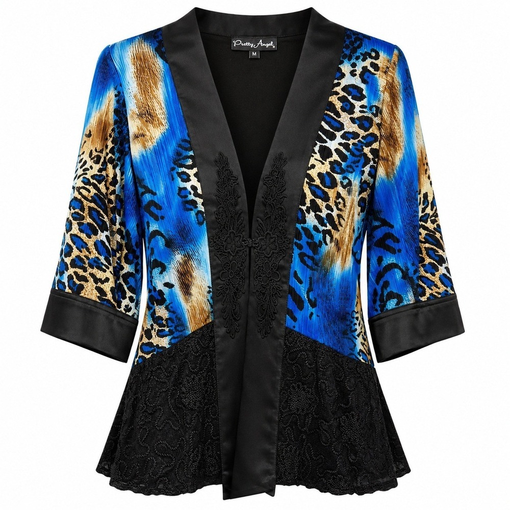 Pretty Angel Y2K Indie Sleaze Leopard Print Kimono Cardigan Women M Mob Wife
